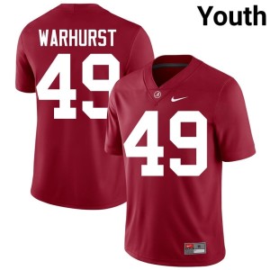Embroidery #49 Conner Warhurst Go Bama Youth Crimson College Football Jerseys 420309-459