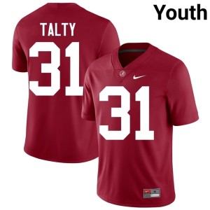 2026-27 #31 Conor Talty Crimson Roll Tide College Football Youth Jersey 154628-962