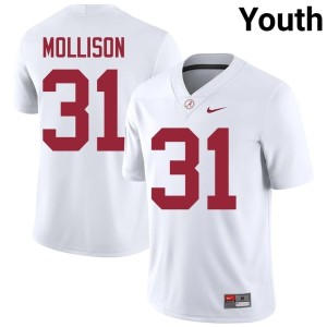 2026-27 #31 White UA Crimson Tide Youth Cooper Mollison College Football Jerseys 665776-543