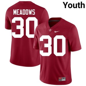 Stitched College Football Youth Alabama Crimson Tide Derek Meadows Crimson #30 Jersey 939891-479