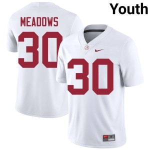 NCAA College Football Derek Meadows White Youth #30 Bama Jerseys 779899-413