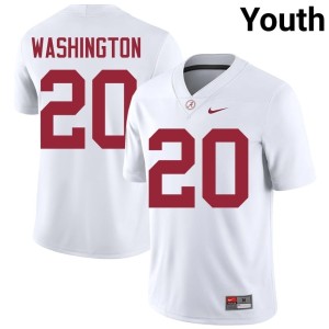 2026-27 Dre Washington Alabama Youth College Football White #20 Jersey 330132-897