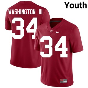 Stitched College Football #34 Youth Crimson Jessie Washington III UA Crimson Tide Jerseys 594217-163