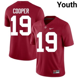 Official John Cooper College Football Crimson #19 Bama Youth Jersey 960328-140
