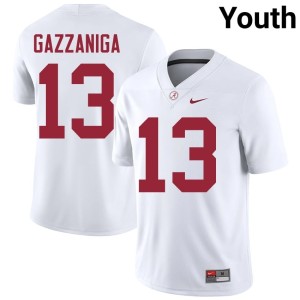 Replica Roll Tide College Football #13 John Gazzaniga Youth White Jersey 675819-924