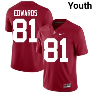 Embroidery Kaleb Edwards Crimson College Football Bama #81 Youth Jerseys 937034-821