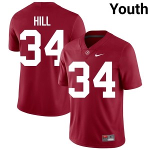 High School London Hill #34 College Football Crimson Youth UA Jerseys 806302-627