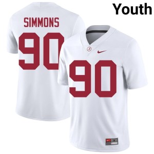 Embroidery Bama White Youth College Football #90 London Simmons Jersey 457815-118
