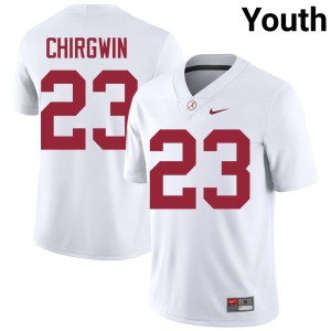 University MJ Chirgwin College Football White #23 The Tide Youth Jerseys 410625-766