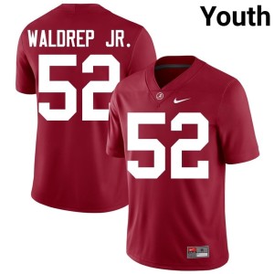 Embroidery Crimson UA Mal Waldrep Jr. Youth College Football #52 Jersey 314463-901
