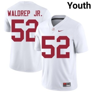 Official White Youth #52 Mal Waldrep Jr. College Football The Tide Jersey 394547-697
