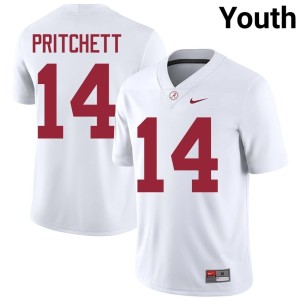 Official White #14 UA Crimson Tide College Football Youth Marshall Pritchett Jersey 266651-242