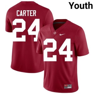 Limited #24 Noah Carter Youth Crimson College Football Alabama Jersey 878258-626