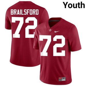 Stitched Crimson College Football Youth The Tide #72 Parker Brailsford Jersey 902230-127