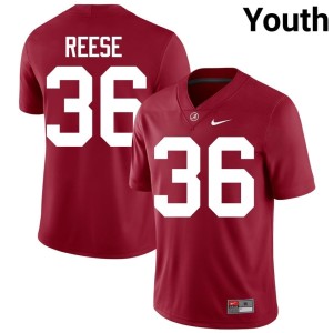 2026 #36 Youth Crimson Roll Tide College Football QB Reese Jersey 388985-100