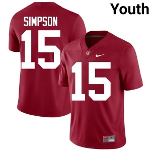 Stitched Ty Simpson #15 Alabama Crimson Tide Youth Crimson College Football Jersey 813995-722