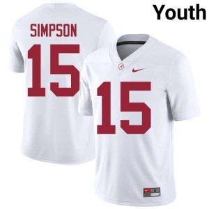 2026 White Youth Ty Simpson College Football #15 Bama Jersey 400187-364