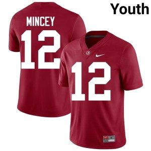 Limited Youth Bama Crimson College Football #12 Zavier Mincey Jersey 348196-570