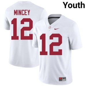 Limited Zavier Mincey White College Football Youth #12 UA Crimson Tide Jersey 984306-761