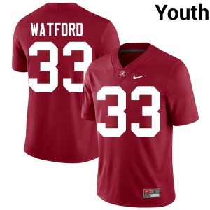 Embroidery UA Crimson #33 Adam Watford College Football Youth Jerseys 858494-412