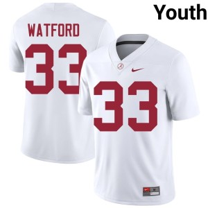 Stitched Youth UA Crimson Tide College Football Adam Watford #33 White Jerseys 743626-184