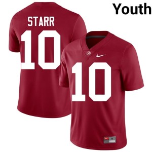 Stitched College Football Go Bama Bart Starr #10 Crimson Youth Jerseys 636692-867