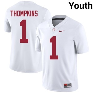 NCAA White #1 Youth University of Alabama Devan Thompkins College Football Jersey 120862-847