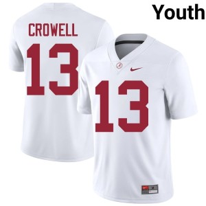 Stitched The Tide White Youth College Football EJ Crowell #13 Jersey 556125-794