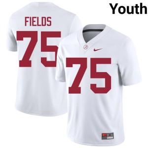 Embroidery White Youth #75 Alabama Crimson Tide Ethan Fields College Football Jerseys 793008-533
