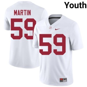 Official JD Martin Youth University of Alabama #59 College Football White Jersey 559760-827
