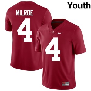 Game College Football #4 Youth Crimson Jalen Milroe Alabama Crimson Tide Jersey 749786-523