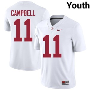 Official Youth #11 White University of Alabama Jihaad Campbell College Football Jersey 800887-356