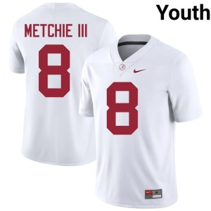 High School White Bama College Football John Metchie III Youth #8 Jerseys 632609-828