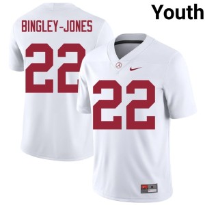 Player #22 Youth College Football Kedrick Bingley-Jones Roll Tide White Jersey 728473-976