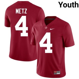 NCAA Youth Crimson UA Crimson Tide Luke Metz #4 College Football Jersey 595681-347