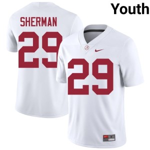 High School Bama #29 College Football White Youth Nick Sherman Jerseys 256486-378