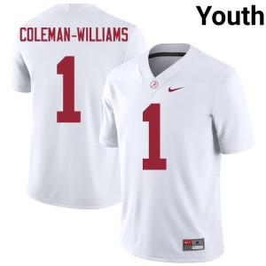Player College Football #1 Ryan Coleman-Williams Bama White Youth Jerseys 793733-617