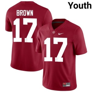 High School Youth #17 College Football Crimson Trae'shawn Brown UA Crimson Tide Jersey 250988-266